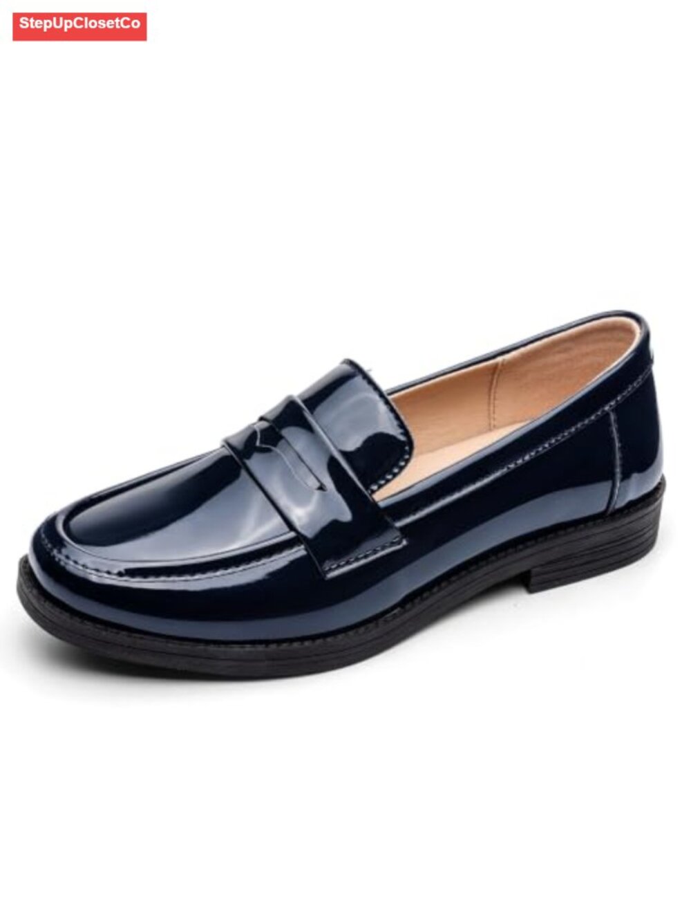 Women's Patent Leather Penny Loafers Slip On Business Casual Dress Shoes - Picture 5 of 6